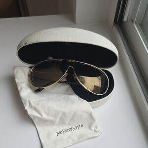 Yves Saint Laurent Metallic Gold Aviator Sunglasses